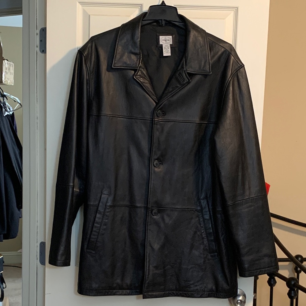 Linea Uomo 3/4 length lambskin leather black jacket, like new, rarely worn